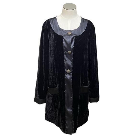 Soft Surroundings Womens Silk Blend Quilted Velvet Dark Romantic Jacket Sz L - Picture 1 of 11